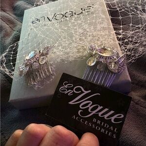 Elegant Crystal Birdcage Veil/ Hair Clip